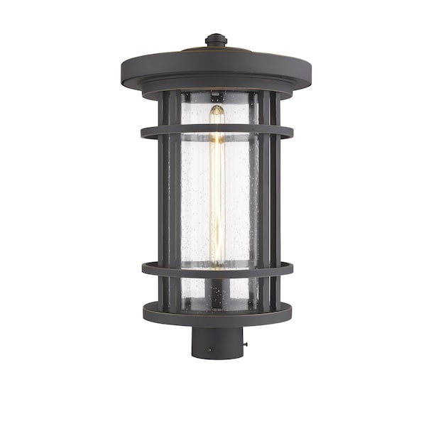 Z-Lite Jordan 1 Light Outdoor Post Mount Fixture, Oil Rubbed Bronze And Clear Seedy 570PHXL-ORB - main